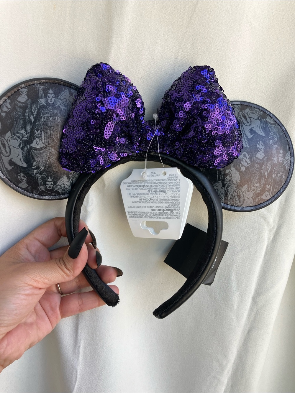 Disney Purple Sequin Bow Mouse Ear Headband